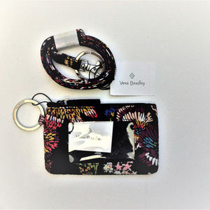 Vera Bradley Zip ID & Lanyard Midnight Wildflowers